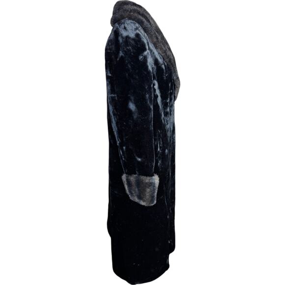 Boulevard East Faux Fur‎ Coat Black Beaver Trim Long Vintage Size Small 6-8 - Picture 6 of 13